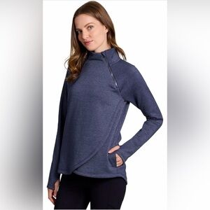RBX Women’s Activewear Fleece Pullover Sweatshirt Blue Zip Mock Neck Size Small